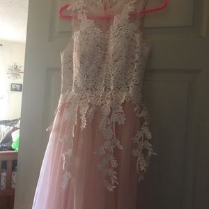 White, light pink, puffy dress